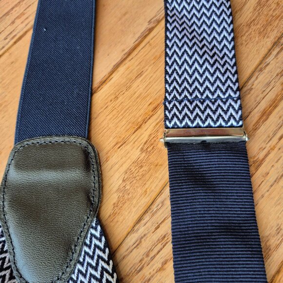 Classic Chevron Suspenders Men's Braces Y back Blue White - Picture 11 of 14